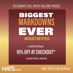 Save up to 80% on select hat styles + get an extra 10% off at checkout at Hats.com.